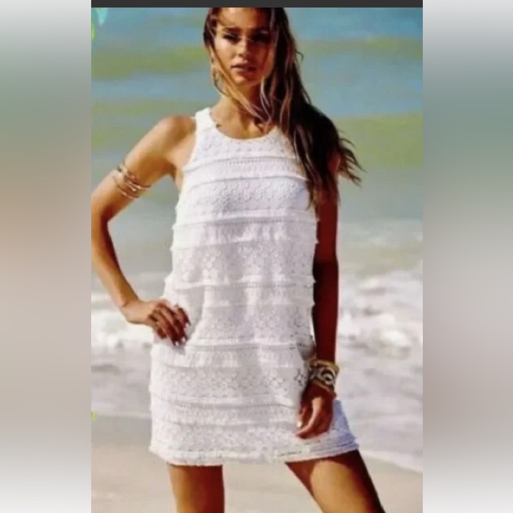 Lilly Pulitzer Anette Shift Dress Bubble Fringe Lace Sleeveless Lined - Picture 2 of 7